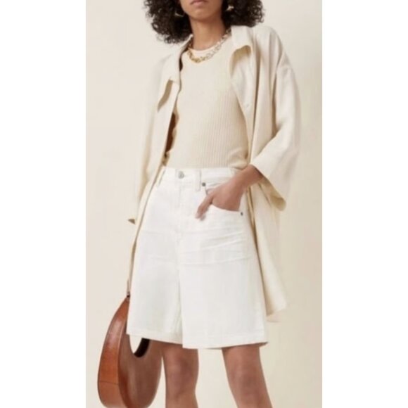 CITIZENS OF HUMANITY Rosa Culotte Denim Jean Shorts White Perla Coastal Preppy - Picture 1 of 11